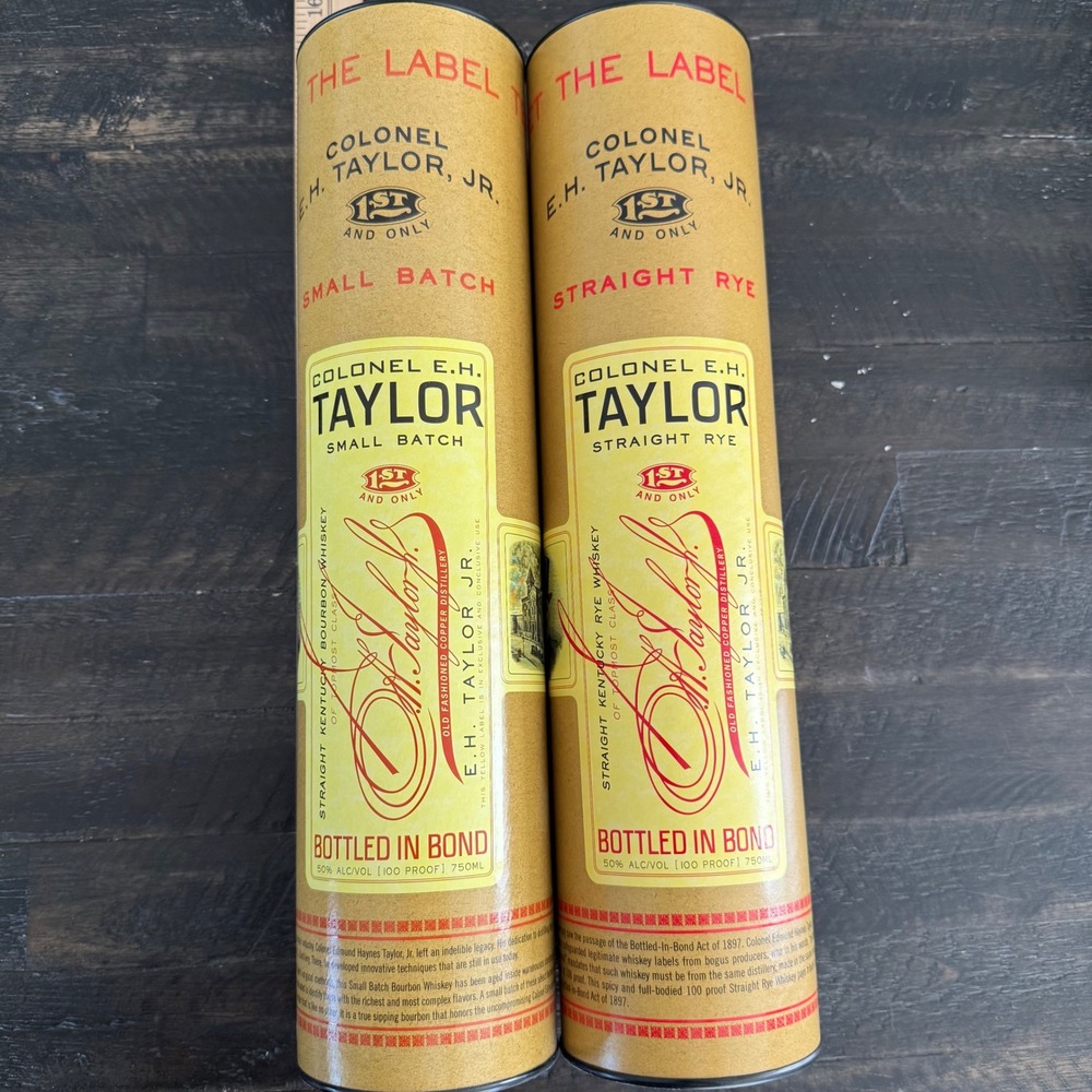 Colonel EH Taylor Small Batch & Straight Rye Empty Bottles with Canisters 750ml
